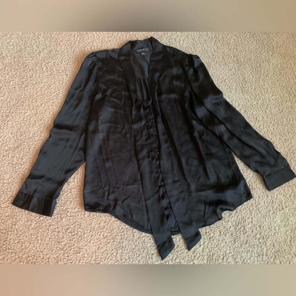 Forever 21 Satin Black Shirt